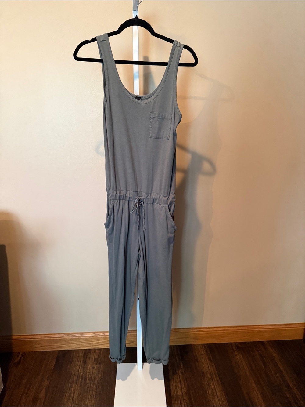 bobi Soft army green Sleeveless Drawstring Jumpsuit